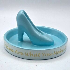 Disney "Dreams Are What You Make It" Ceramic Blue Shoe Jewelry Holder